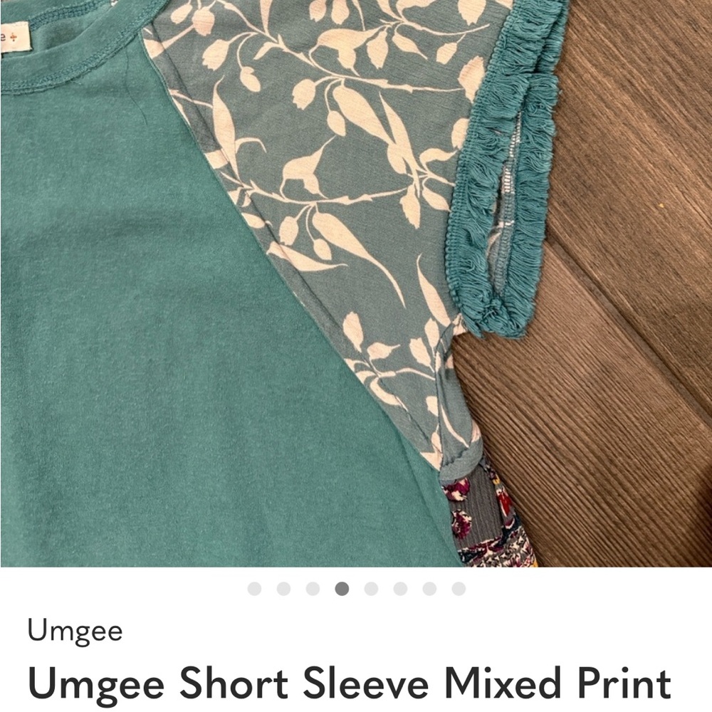 Umgee Short Sleeve Mixed Print Media Boho Top XL - Picture 4 of 7